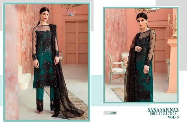 Shree Sana Safinaz Gold Collection 3 Net Embroidery Pakistani Salwar Suits